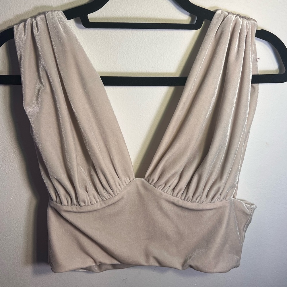 Champagne Satin Crop Top